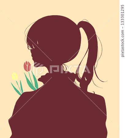 Ponytail woman profile silhouette tulip Ponytail woman profile silhouette tulip 133301295