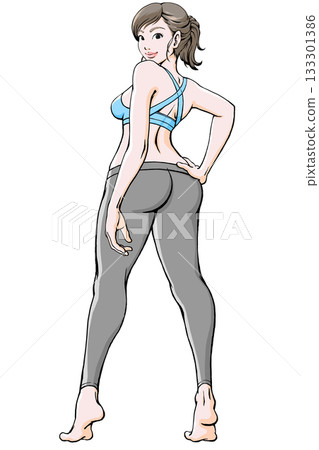 Young woman in sportswear posing looking back ver.2 133301386