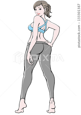 Young woman in sportswear posing looking back ver.2_no shadow 133301387