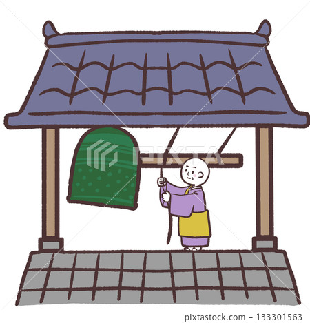 一位和尚敲響喬亞諾凱恩的插圖 一位和尚敲響喬亞諾凱恩的插圖 133301563