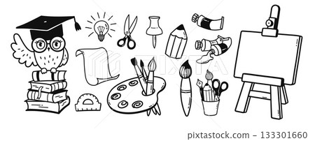School and art doodle set 133301660