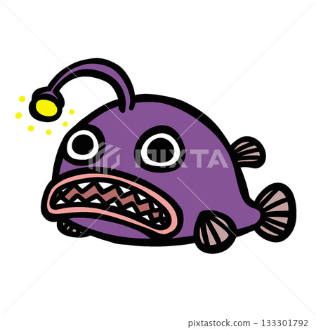 一幅可愛的發光鮟鱇魚插圖 133301792