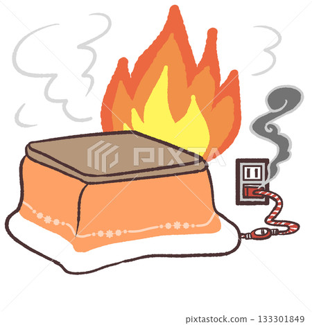 暖桌中火焰的插圖 133301849