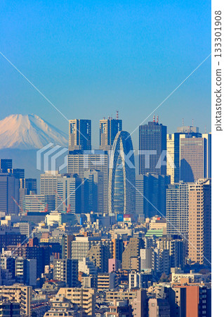 Shinjuku-ku, Tokyo, scenery of Mt. Fuji and Shinjuku subcenter skyscraper district Shinjuku-ku, Tokyo, scenery of Mt. Fuji and Shinjuku subcenter skyscraper district 133301908