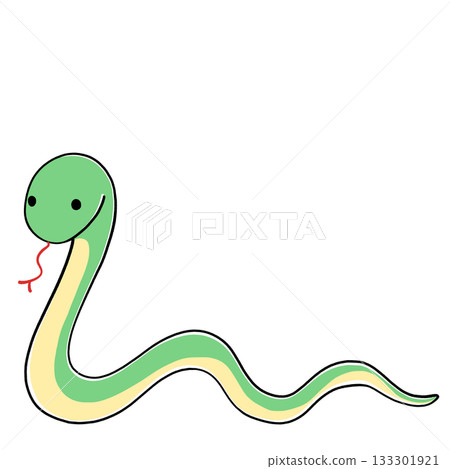 一條綠蛇的插圖 133301921