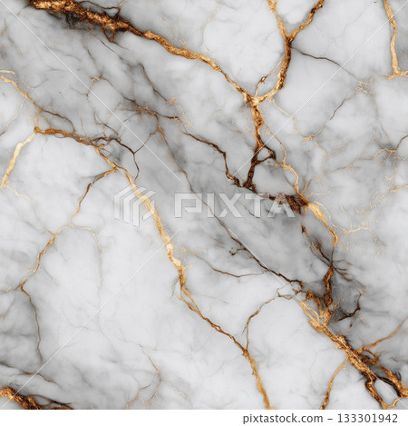 Seamless white marble texture: Calacatta style with gold veins, luxurious stone background Seamless white marble texture: Calacatta style with gold veins, luxurious stone background 133301942