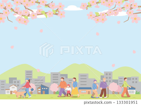 春天的城市景觀與人們 133301951