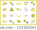 Hand-drawn Japanese pattern gold and silver illustration material set (vector version) 133302043