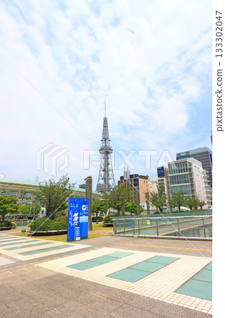 Scenery of Nagoya TV Tower and spaceship on water, Nagoya, Aichi Prefecture Scenery of Nagoya TV Tower and spaceship on water, Nagoya, Aichi Prefecture 133302047
