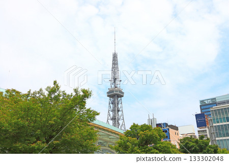 愛知縣名古屋市名古屋電視塔和水上太空船的風景 133302048
