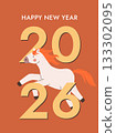 Chinese New Year of the horse 2026 greeting card vector illustration. 133302095