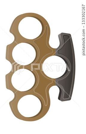 metal brass knuckles, a melee weapon used for close combat, fights, and robberies vector illustration 133302167
