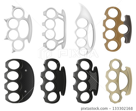 metal brass knuckles, a melee weapon used for close combat, fights, and robberies vector illustration 133302168
