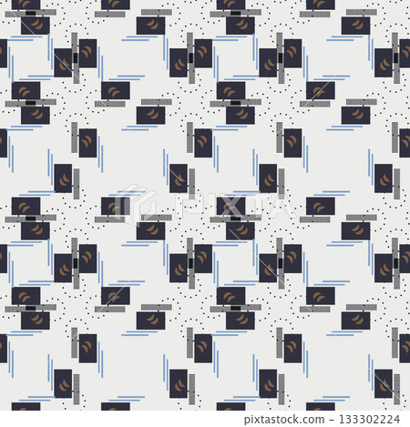 Textile motif seamless pattern. Abstract line shape geometric motif basic pattern continuous background. Man shirt all over print block.  133302224