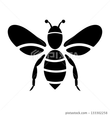 Bee Silhouette Vector Illustration. Perfect for logos, icons, labels, eco designs, honey and beekeeping themes, nature projects and modern graphic compositions. 133302258