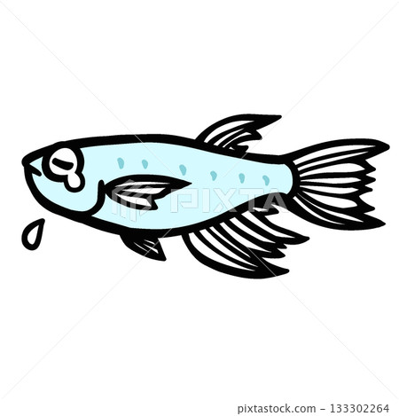 一幅可愛又憂鬱的長鰭鱂魚插圖 一幅可愛又憂鬱的長鰭鱂魚插圖 133302264