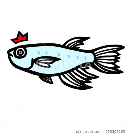 Illustration of a cute surprised long-finned killifish 133302265