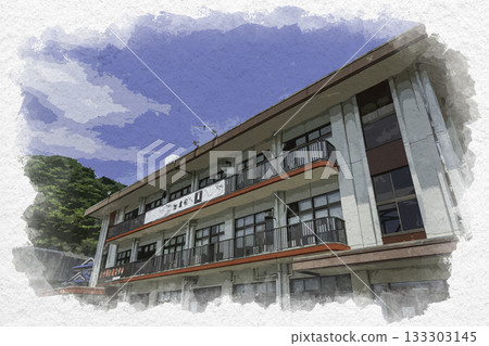 Watercolor painting style, Akinada Tobishima Kaido, Shimokamagari Island, Kure City Shimokamagari Civic Center Shimokamagari Branch, Kure City, Hiroshima Prefecture 133303145