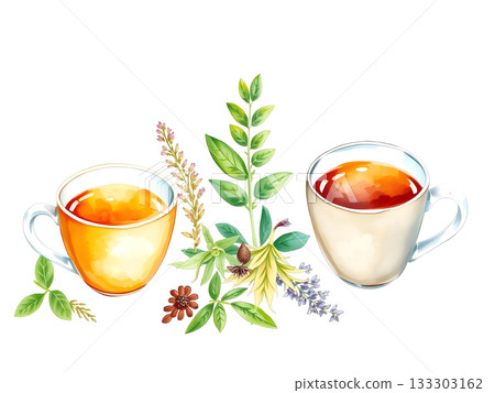 cup of tea with lemon and mint leaves 133303162