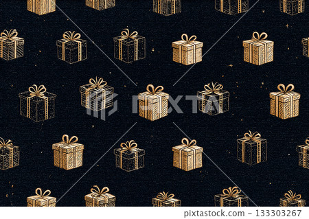 Anticipation. Seamless pattern. Bright gift boxes. Hand drawn. Minimalist style. 133303267