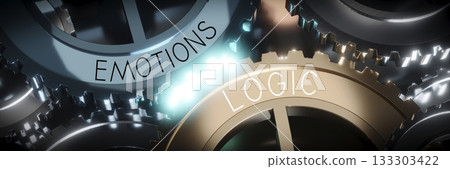Logic, emotions - gears concept - 3D illustration 133303422