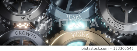 Teamwork - gears concept - 3D illustration Teamwork - gears concept - 3D illustration 133303545