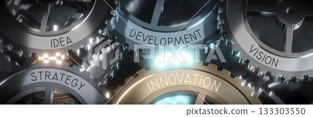 Innovation - gears concept - 3D illustration Innovation - gears concept - 3D illustration 133303550