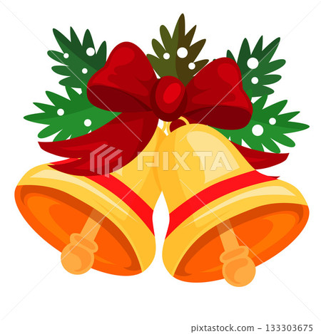 bell christmas with ribbon flat style bell christmas with ribbon flat style 133303675