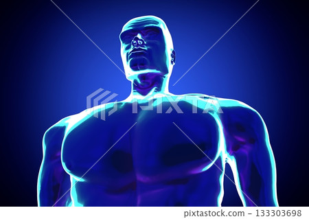 Male anatomy - head and chest - 3d illustration Male anatomy - head and chest - 3d illustration 133303698