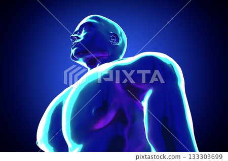 Male anatomy - head and chest - 3d illustration Male anatomy - head and chest - 3d illustration 133303699