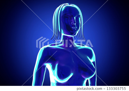 Female anatomy - head and brests - 3d illustration Female anatomy - head and brests - 3d illustration 133303755