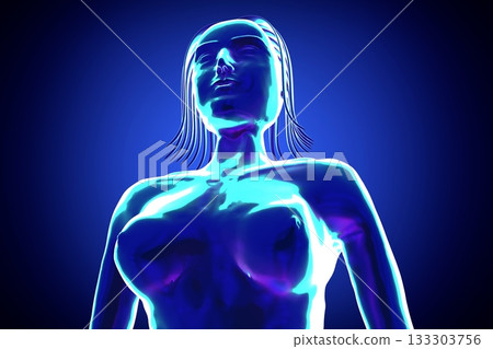 Female anatomy - head and brests - 3d illustration 133303756