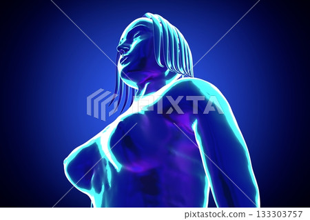 Female anatomy - head and brests - 3d illustration Female anatomy - head and brests - 3d illustration 133303757