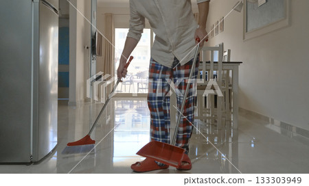Man Sweeping Floor Man Sweeping Floor 133303949
