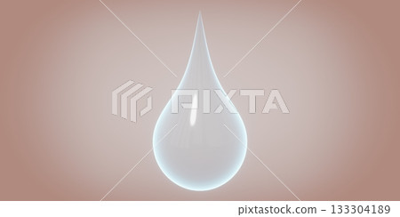 Drop of water or cosmetic isolated on orange background - 3D illustration 133304189
