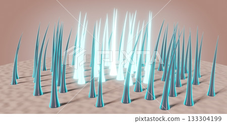 Hair follicles - regeneration concept - 3D illustration Hair follicles - regeneration concept - 3D illustration 133304199