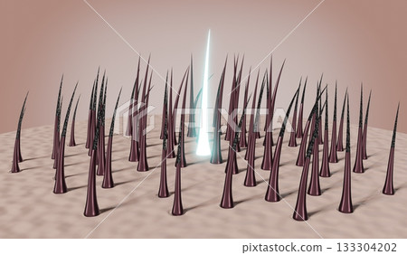 Hair follicles - regeneration concept - 3D illustration 133304202