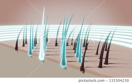 Hair follicles - regeneration concept - 3D illustration Hair follicles - regeneration concept - 3D illustration 133304230