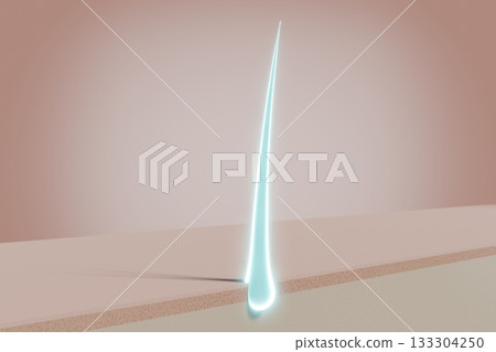 Glowing single hair follicle - regeneration concept - 3D illustration Glowing single hair follicle - regeneration concept - 3D illustration 133304250