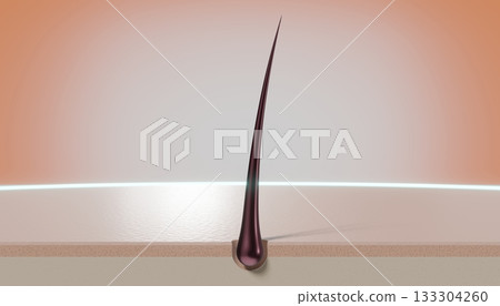 Single hair follicle and glow - regeneration concept - 3D illustration 133304260