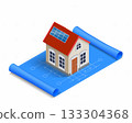 Miniature house building on blueprint paper 133304368