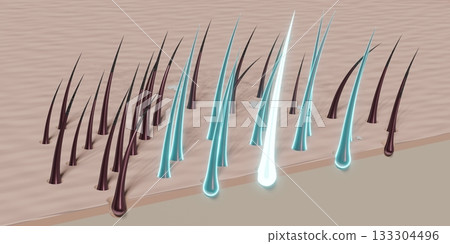 Hair follicles - regeneration concept - 3D illustration 133304496