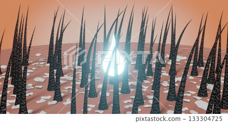 Hair follicles and shampoo treatment against dandruff - 3D illustration 133304725