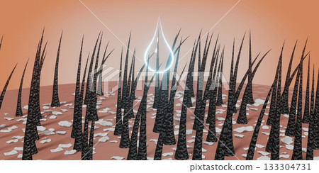 Hair follicles and shampoo treatment against dandruff - 3D illustration 133304731