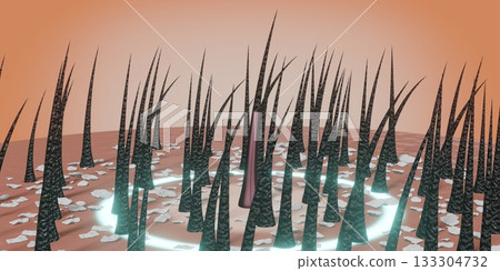 Hair follicles and shampoo treatment against dandruff - 3D illustration 133304732