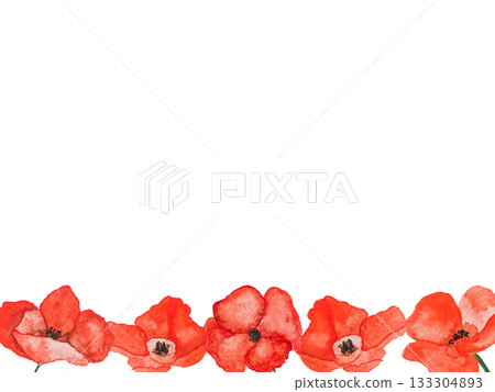 Greeting card with painted poppies. National holiday Greeting card with painted poppies. National holiday 133304893