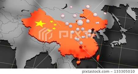 Coronavirus, Covid 19 epidemic outbreak spread - map - 3D illustration Coronavirus, Covid 19 epidemic outbreak spread - map - 3D illustration 133305010