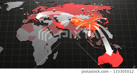 Coronavirus, Covid 19 epidemic outbreak spread - map - 3D illustration Coronavirus, Covid 19 epidemic outbreak spread - map - 3D illustration 133305012