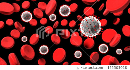 Coronavirus, Covid 19, blood cells - 3D illustration 133305018