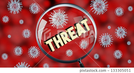 Epidemic outbreak concept, magnifying glass - 3D illustration Epidemic outbreak concept, magnifying glass - 3D illustration 133305051